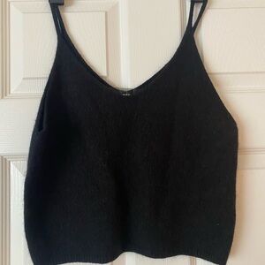 Black Knit Cropped Women's Top